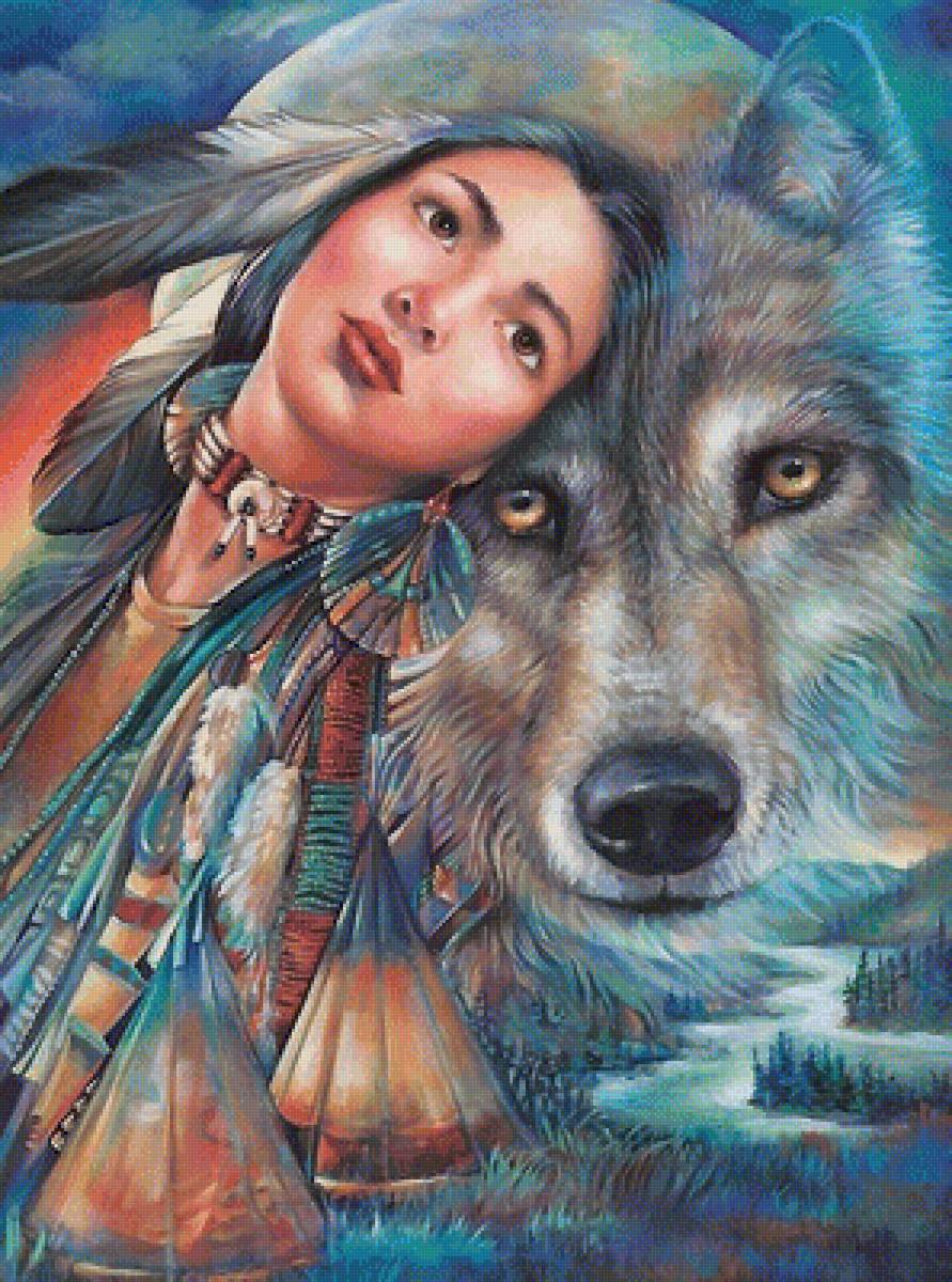 хранитель - волк, девушка - предпросмотр