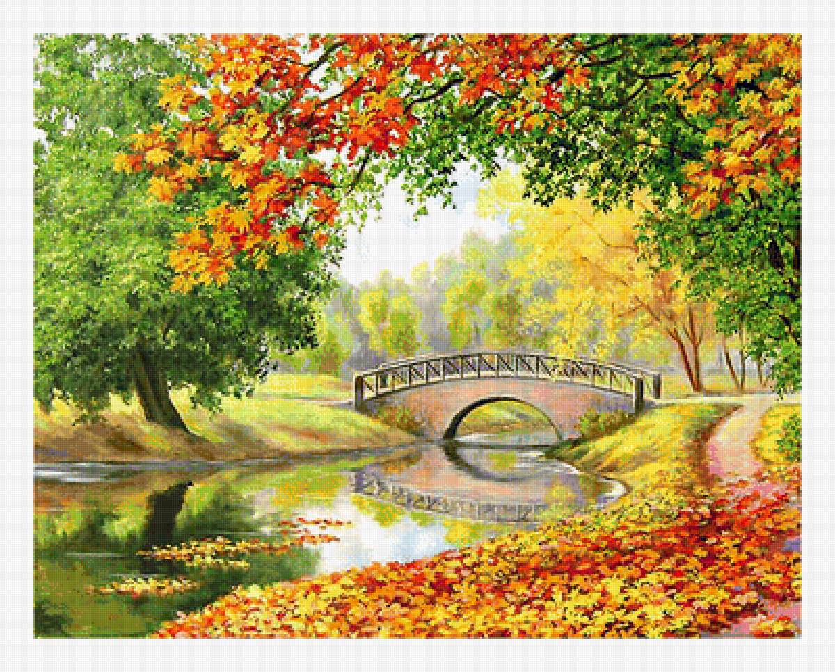 Серия "Пейзаж". Осень - мостик, пейзаж, природа, лес, речка - предпросмотр
