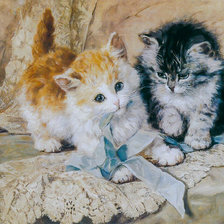 Схема вышивки «Kittens and Bows.»