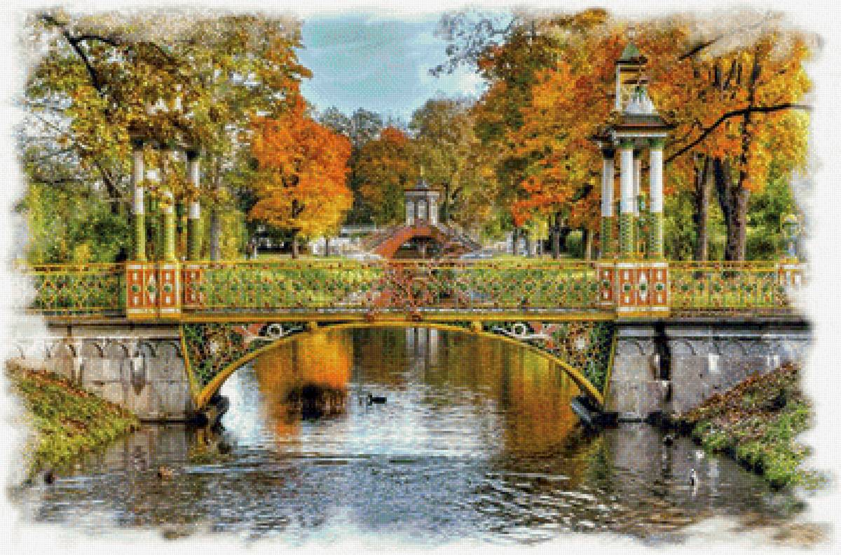 Осенний парк. - пейзаж, осень, парк, мост - предпросмотр