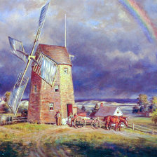 Схема вышивки «Old Hook Mill, East Hampton.»