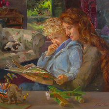 Оригинал схемы вышивки «Mother and Child Reading» (№1986998)