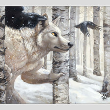 Оригинал схемы вышивки «Фентези. Волк и вороны.» (№1987132)