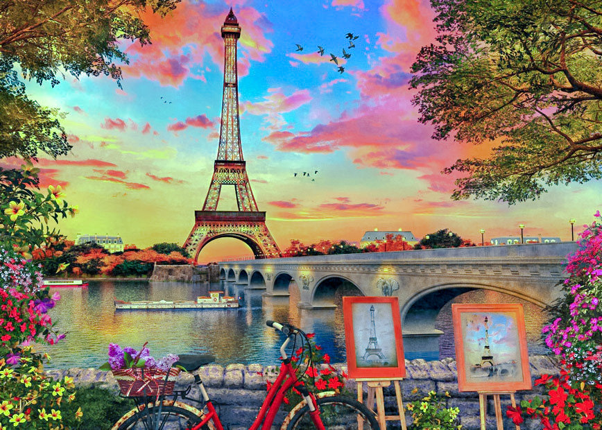 Paris at Sunset. - dominic davison painter.scenarys.cityscapes.flowers and gardens. - оригинал