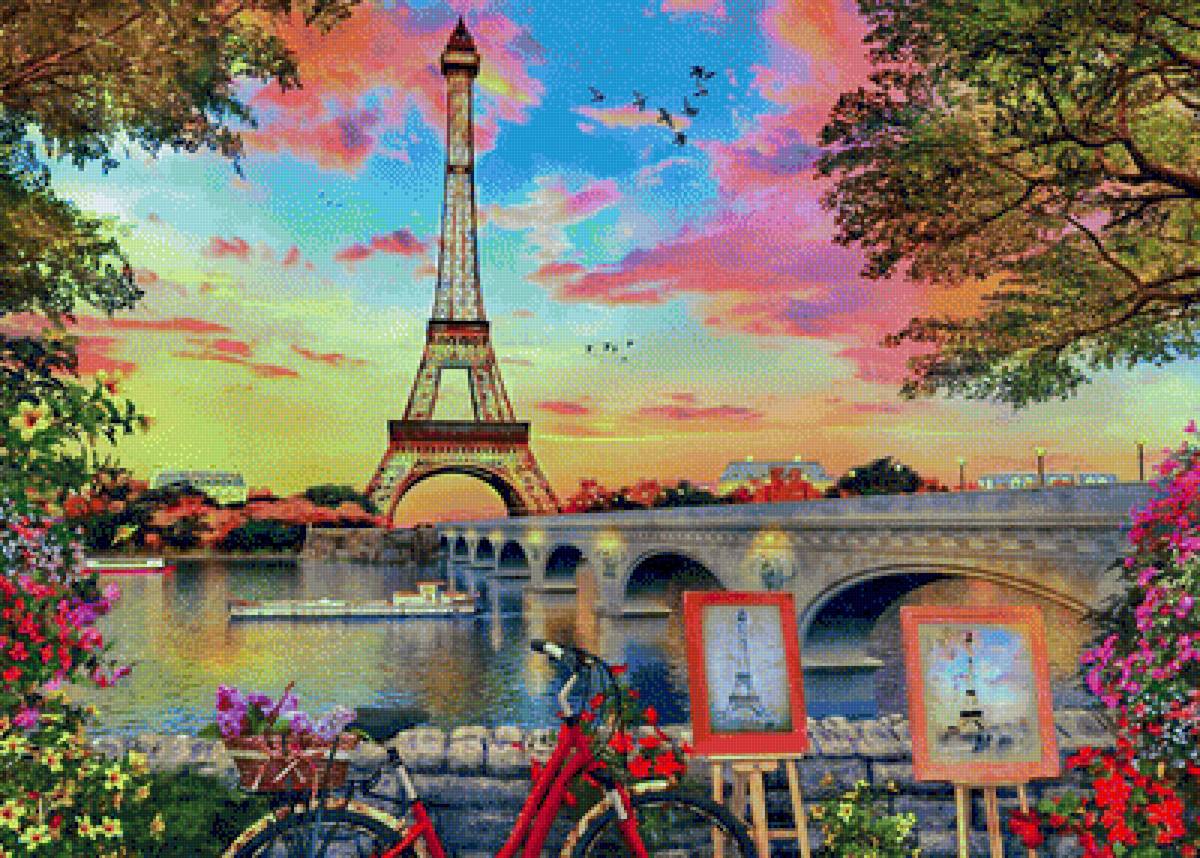 Paris at Sunset. - dominic davison painter.scenarys.cityscapes.flowers and gardens. - предпросмотр