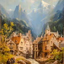 Схема вышивки «Scenes in an Alpine Village.»