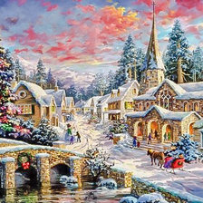 Схема вышивки «Snowy Village.»