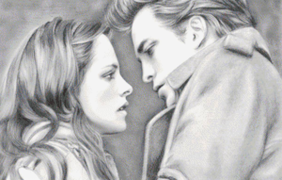 Бэлла и Эдвард - люди, рисунок карандашом, пара, он и она, сумерки - предпросмотр