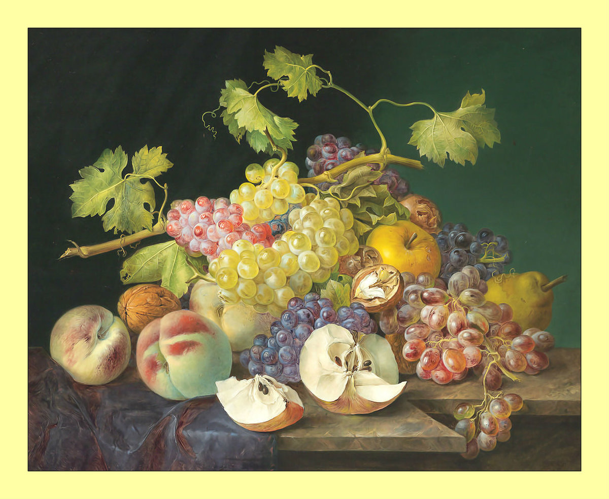 Фруктовый натюрморт. - живопись, фрукты, виноград, яблоки, натюрморт - оригинал
