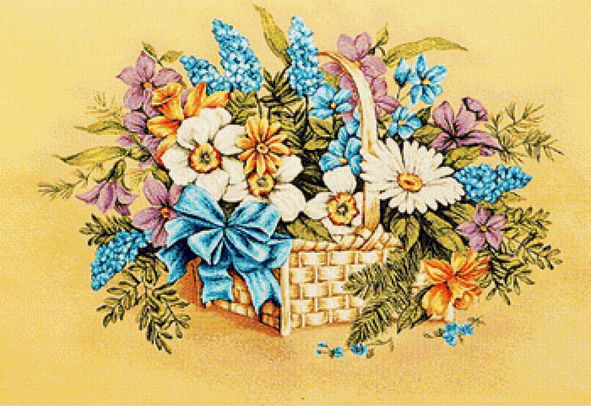 букет в корзине - цветы - предпросмотр