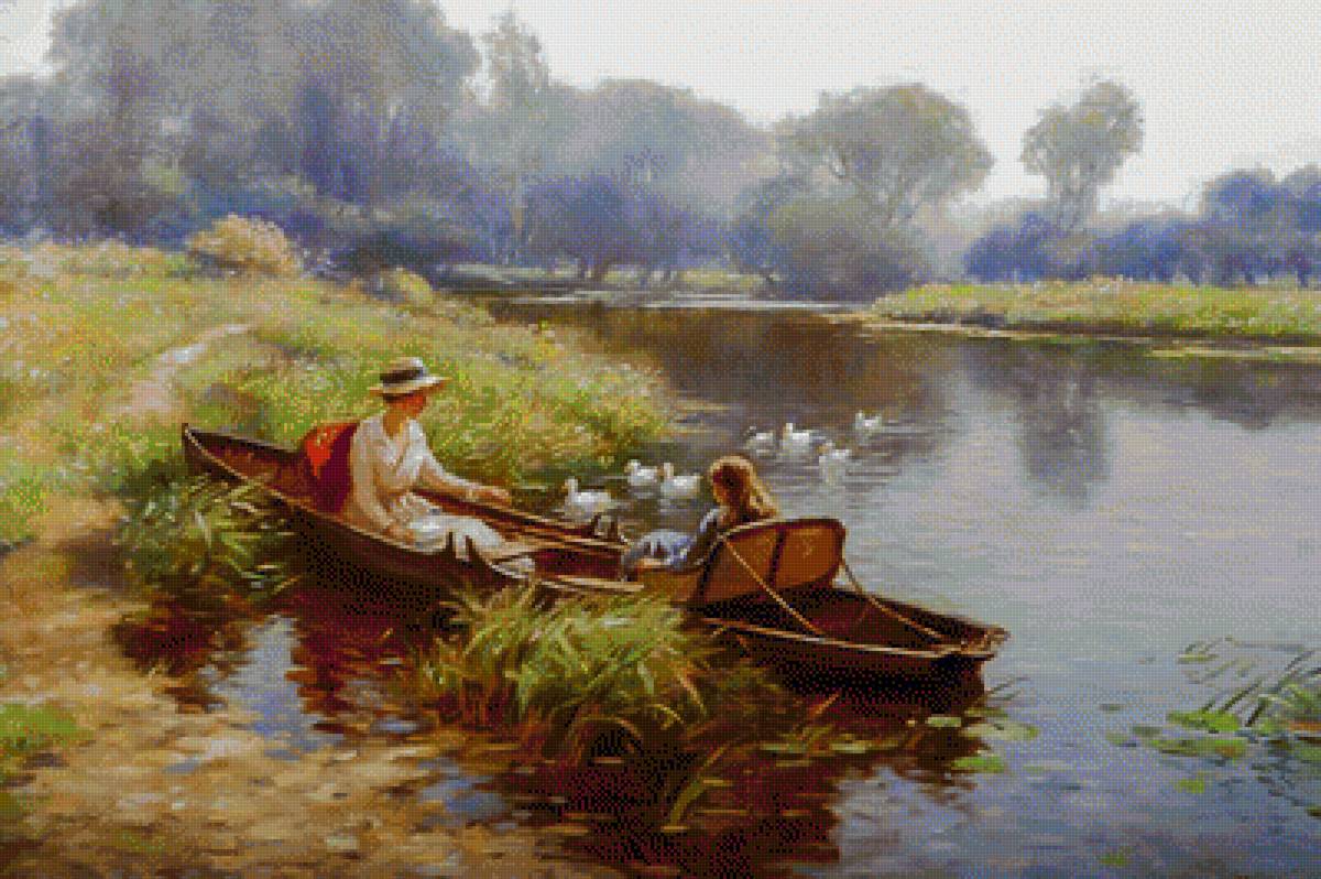 Summertime Boating. - william kay blacklock paints. scenarys.people.birds. - предпросмотр