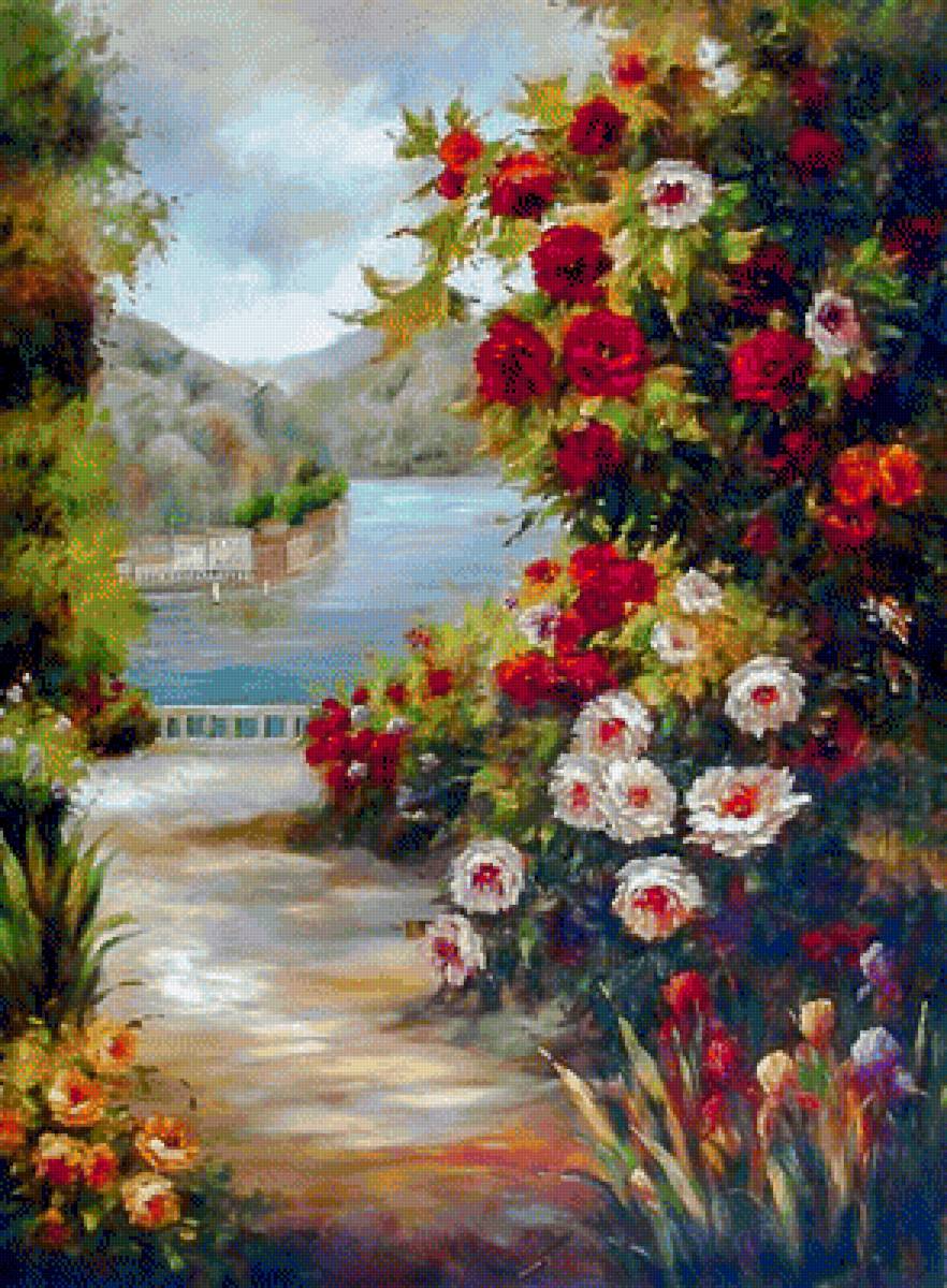Terrace View on the Sea. - scenarys.flowers and gardens.seascape. - предпросмотр