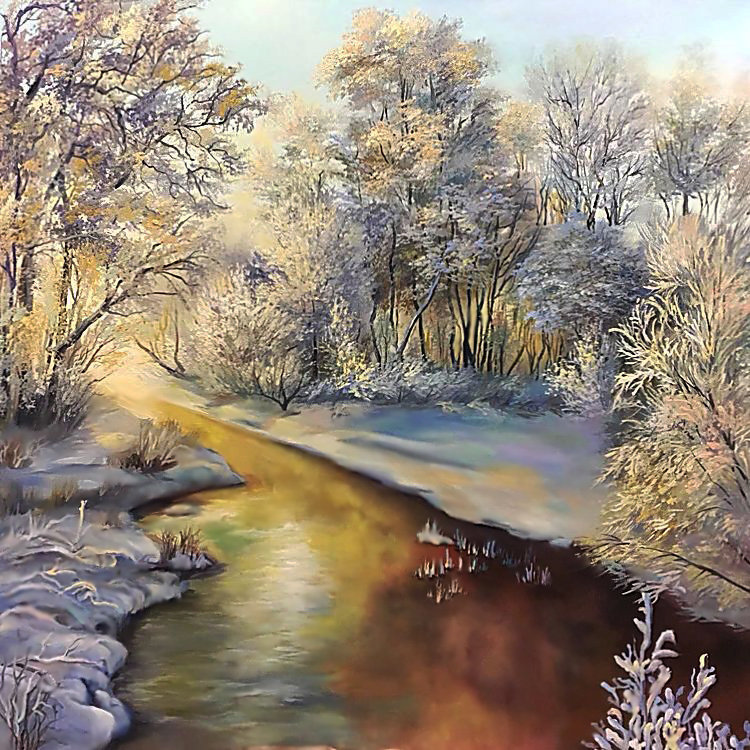 Зима. - живопись., пейзаж - оригинал