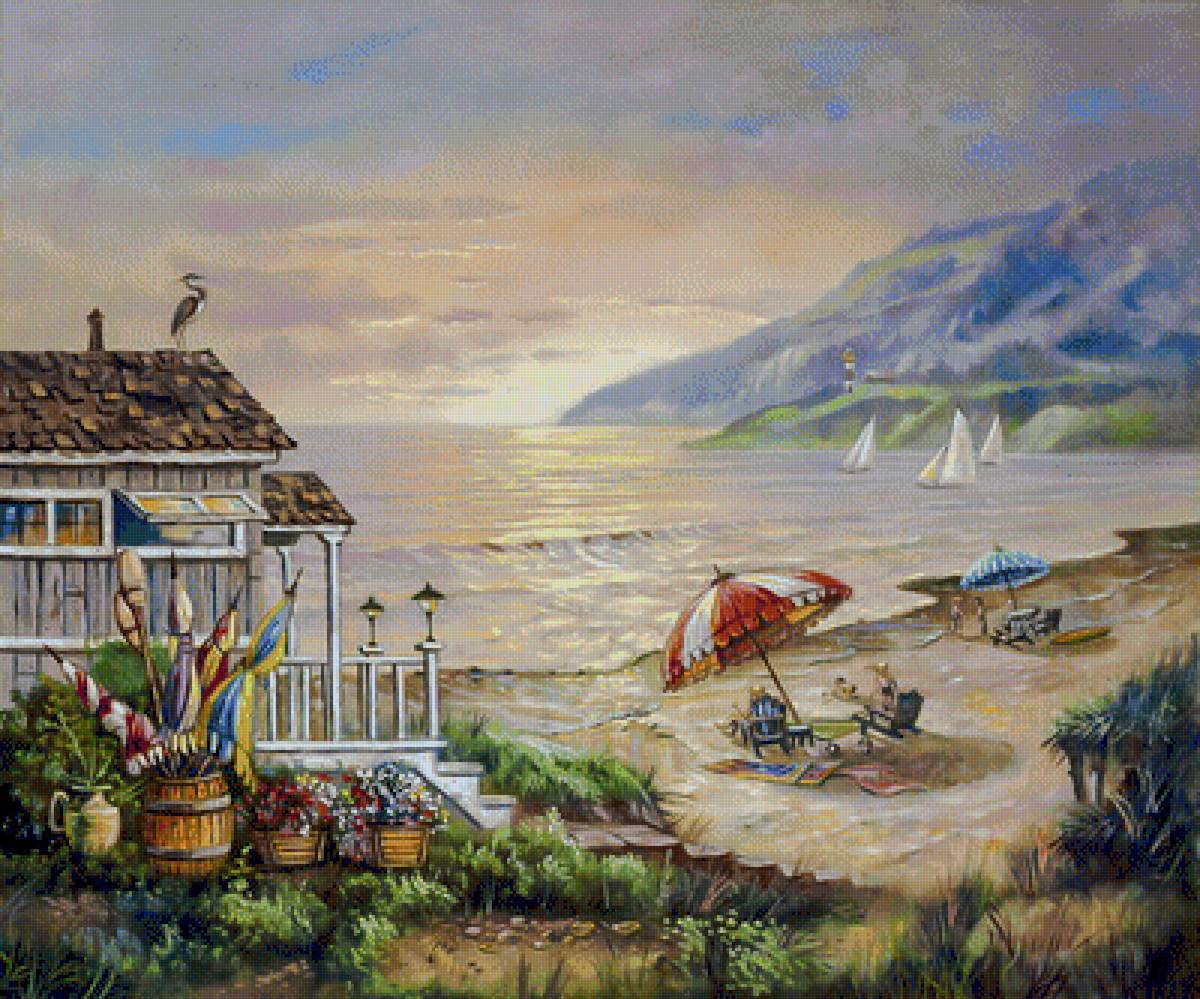 The Bathers. - carl valente paintings. seascape.people. - предпросмотр