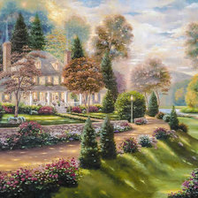 Схема вышивки «The Gorgeous House with its Garden.»