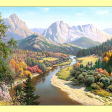 Оригинал схемы вышивки «Осень в горах.» (№1988983)