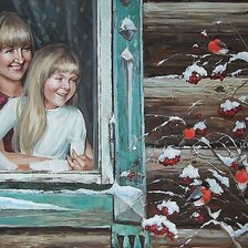 Схема вышивки «Снегири прилетели»