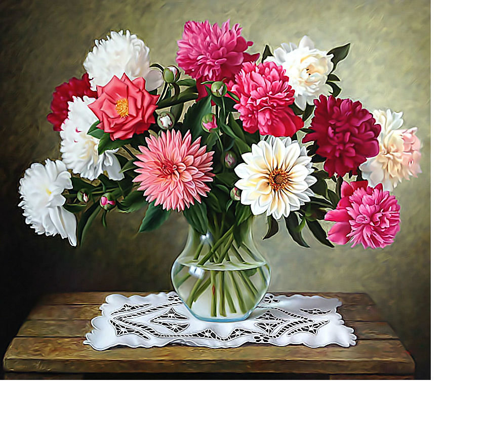 Пионы - цветы, цветы в вазе - оригинал