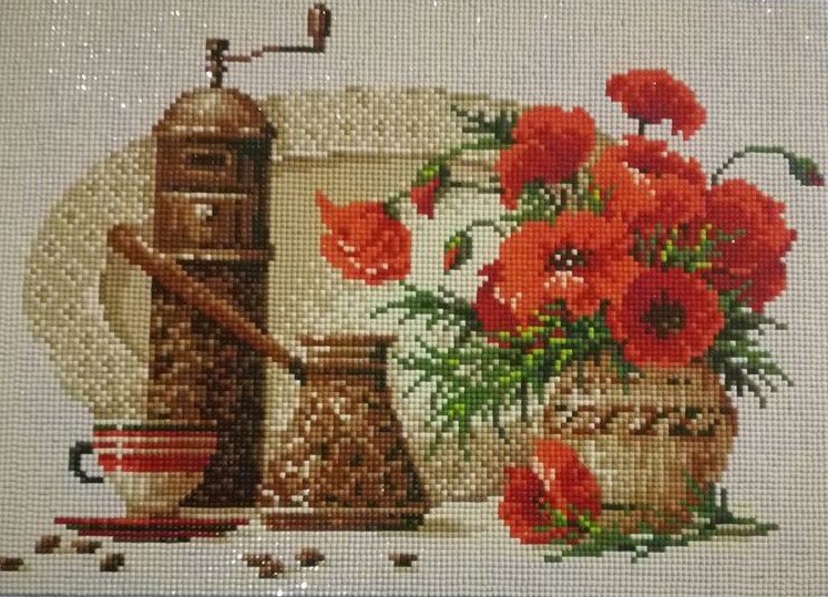 Для кухни - кофемолка с маками - маки, кофе - оригинал