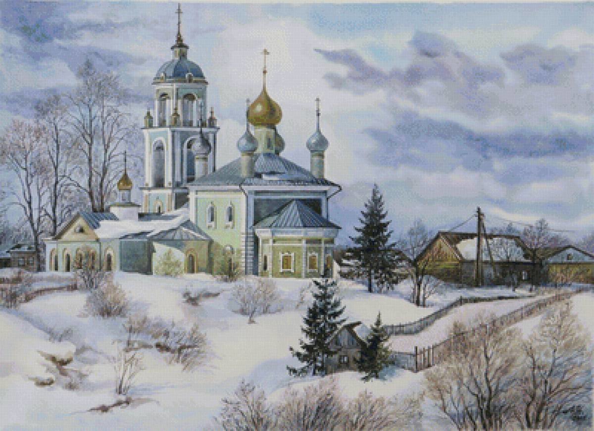 №1990028 - церковь, снег, зимний пейзаж - оригинал