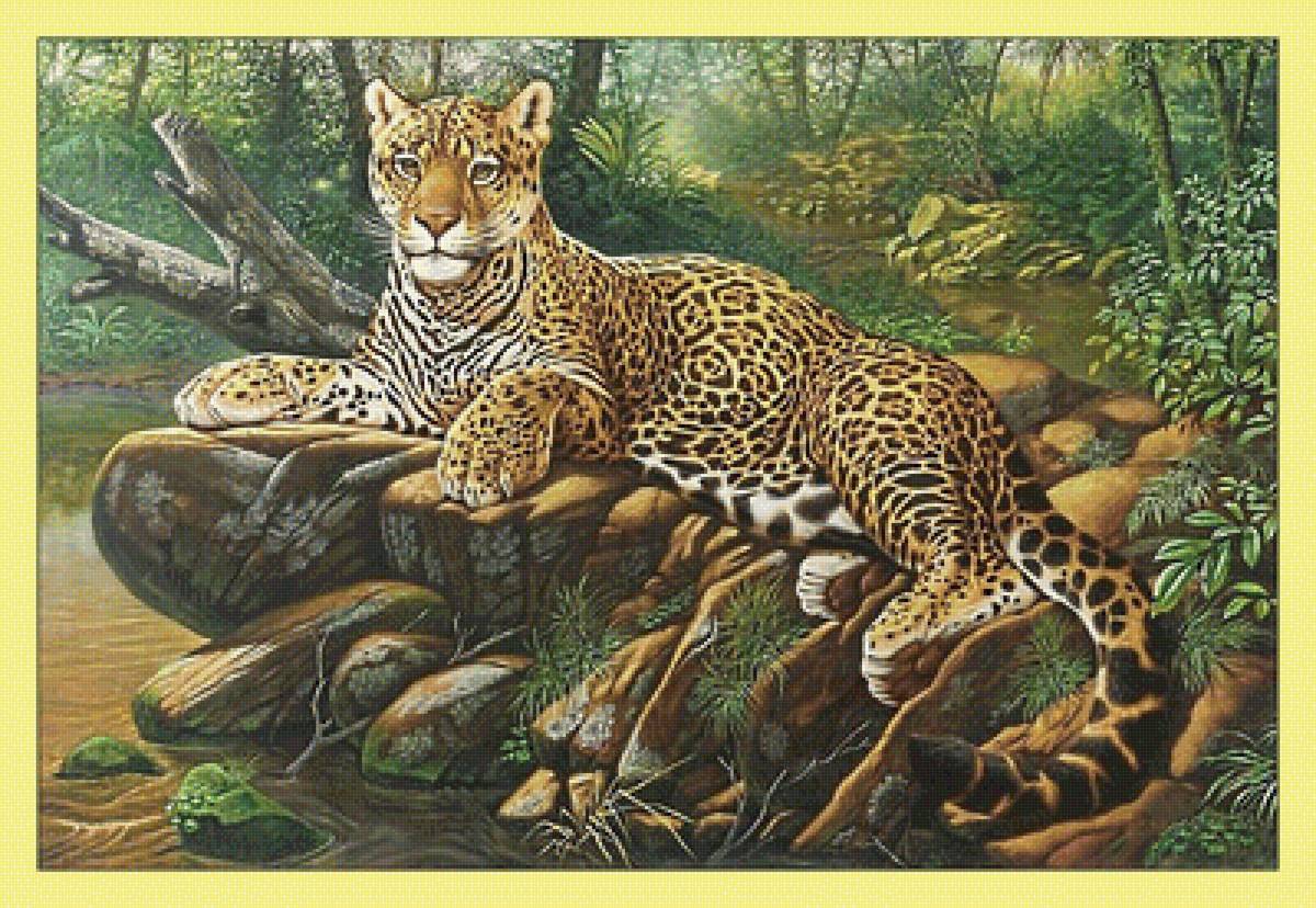 Леопард. - хищник, дикие, живопись, животные, леопард - предпросмотр