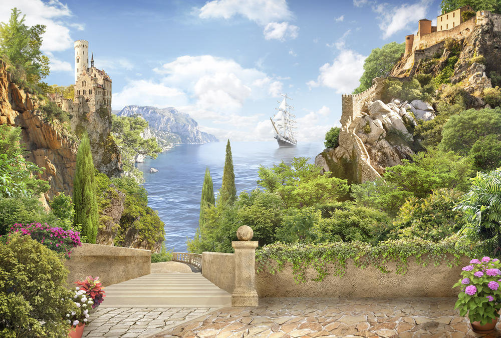 №1990506 - природа, берег, скалы, замок, море - оригинал