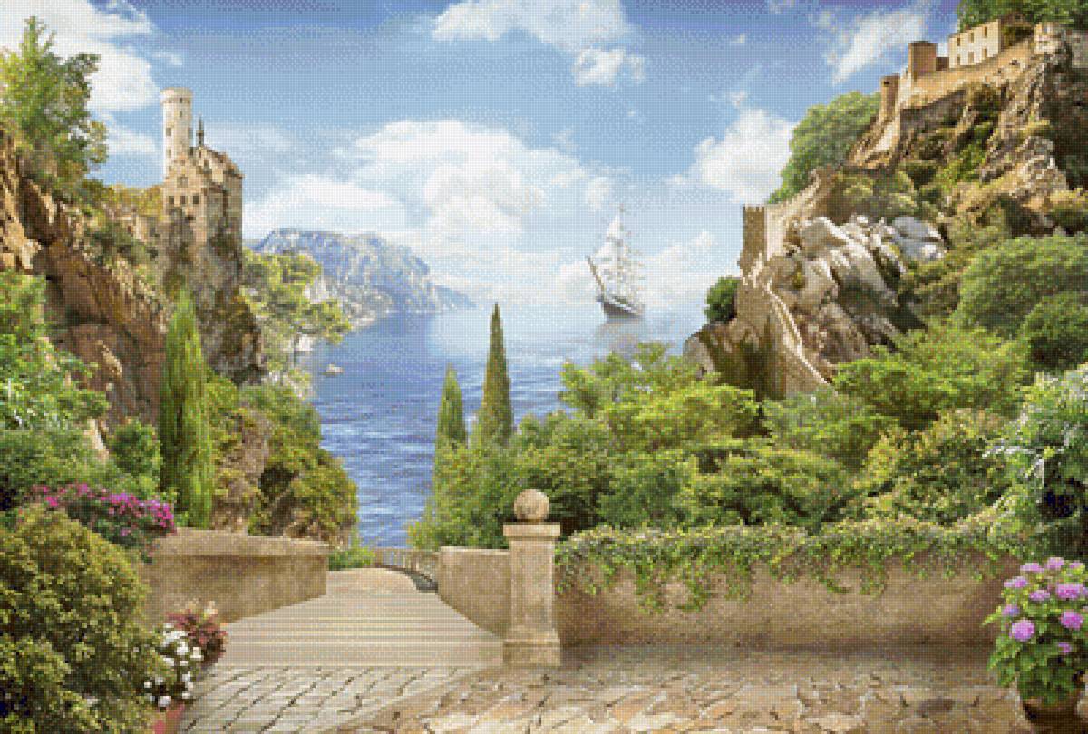 №1990506 - море, скалы, берег, замок, природа - предпросмотр