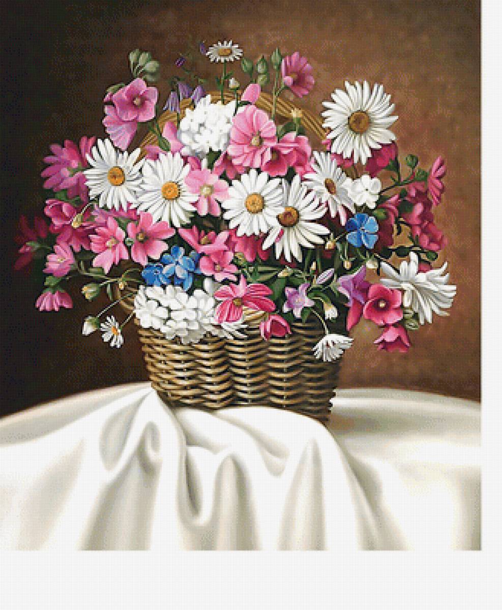 Букет - ромашки, букет в корзине, цветы - предпросмотр