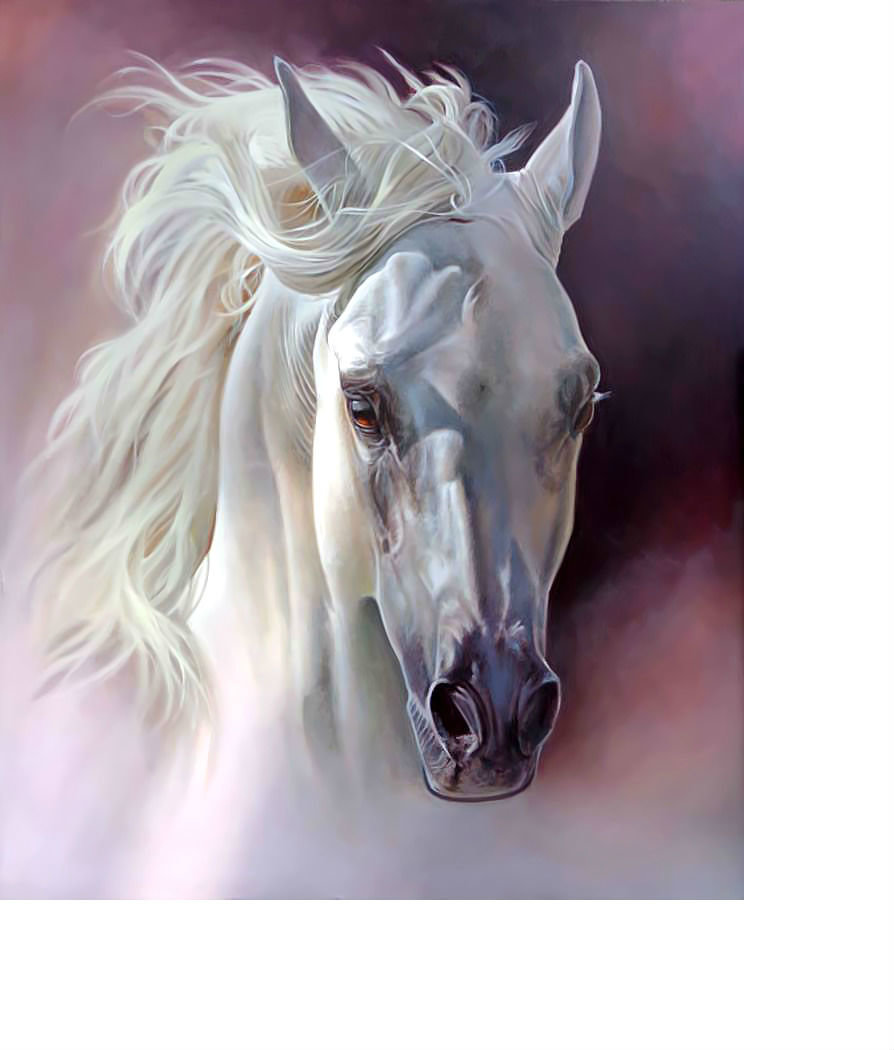 Белый конь. - живопись, животные, конь, лошади - оригинал