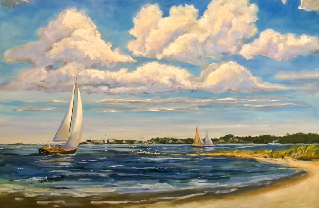 Breezy Day at Griswold Point in Old Lyme. - linda s. marino painter.seascapes. - оригинал