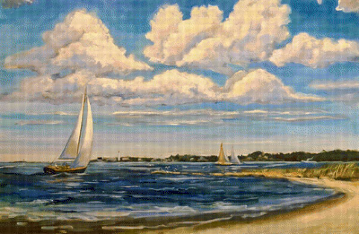 Breezy Day at Griswold Point in Old Lyme. - linda s. marino painter.seascapes. - предпросмотр
