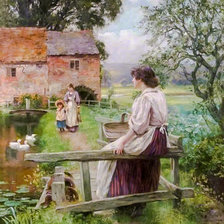Схема вышивки «By a Water Mill.»