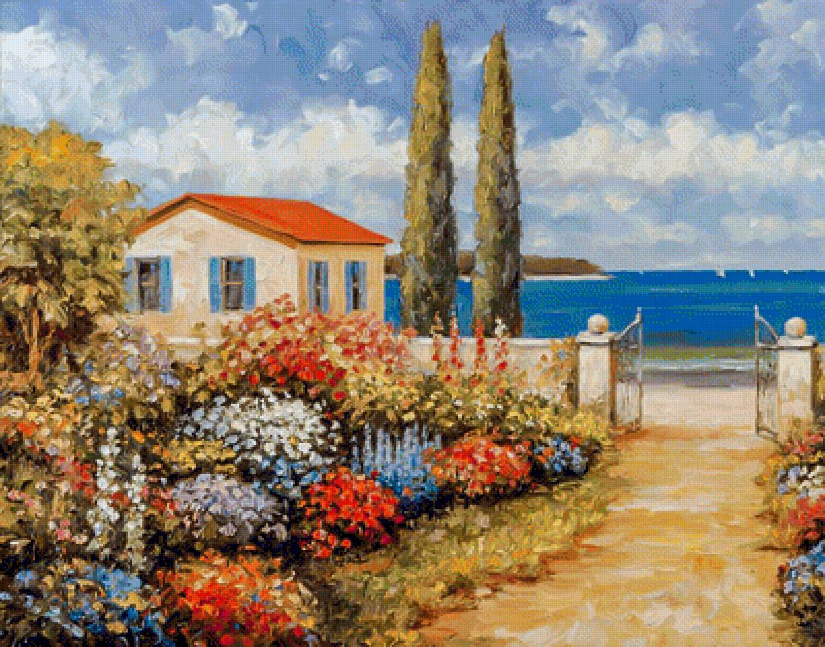 Coastal Garden. - john zaccheo paintings.seascapes.flowers and gardens. - предпросмотр