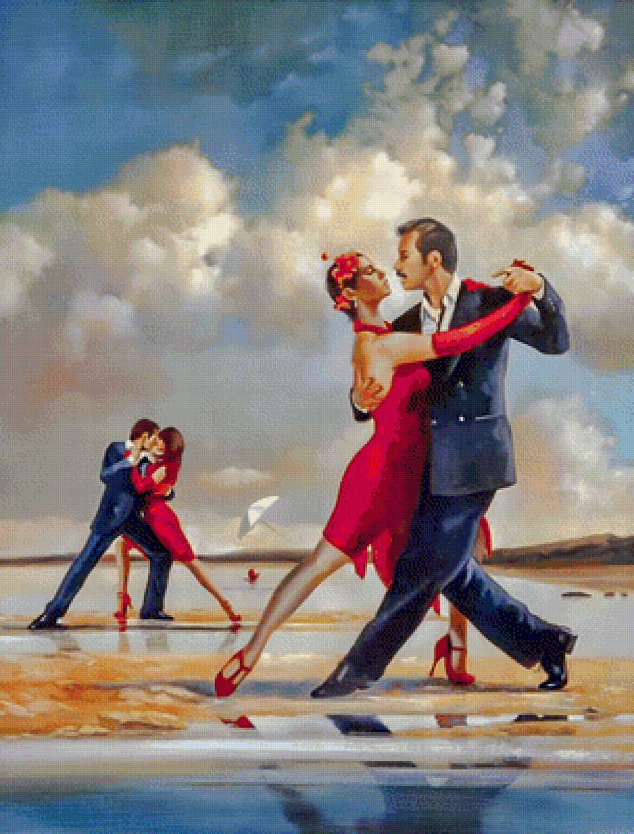 Four Dancers on the Beach. - ron di scenza painter.seascene.dance.people. - предпросмотр