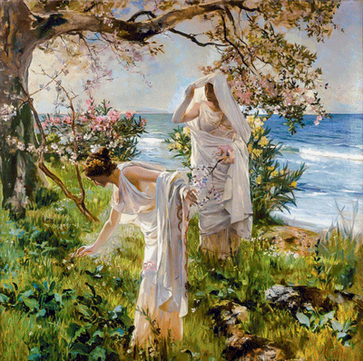 Greek Ladies on the Shore. - joaquín sorolla paintings.seascenes.ladies. - предпросмотр