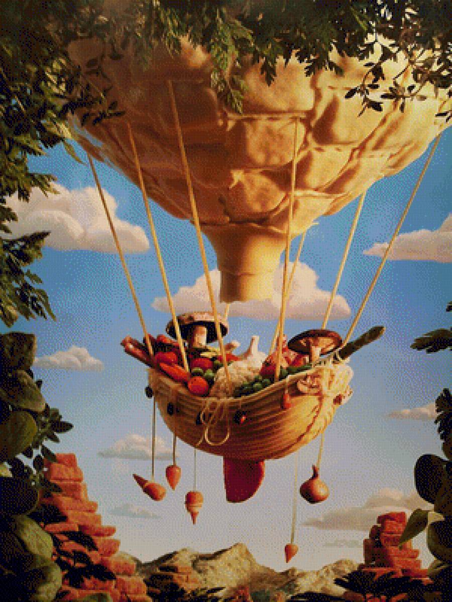 КАРЛ УОРНЕР.ПОЛЁТ НА ВОЗДУШНОМ АНАНАСЕ - фрукты, картины - предпросмотр