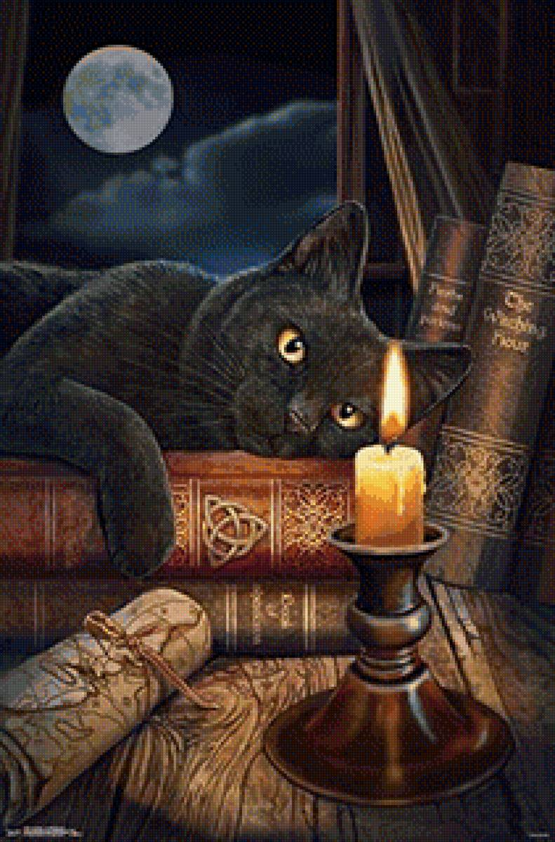 Ночные сказки - свеча, кот, ночь - предпросмотр