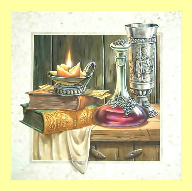 Натюрморт со свечой. - свеча, книга, натюрморт, кубок, живопись - оригинал