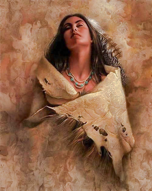 At Peace. - lee boogle paints.portraits.ladies.native american. - оригинал