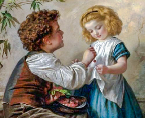 Cherries. - sophie anderson painter.children. - оригинал