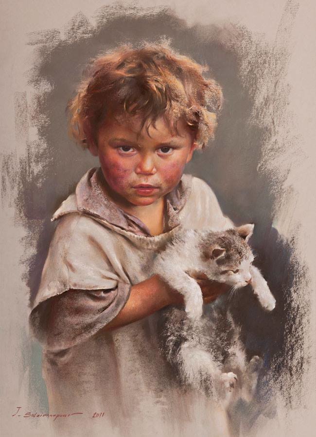 chłopiec z kotem - оригинал