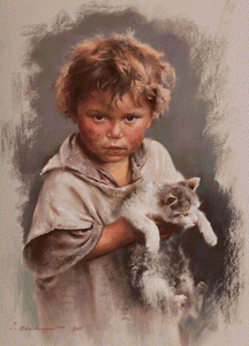 chłopiec z kotem - предпросмотр