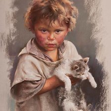 Схема вышивки «chłopiec z kotem»