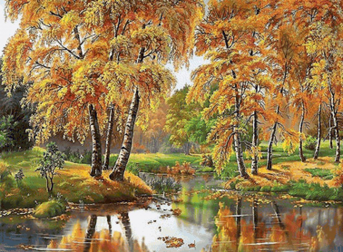Осень - река, березы, осень, пейзаж - предпросмотр