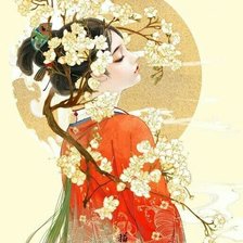 Оригинал схемы вышивки «Девушка в кимоно» (№1993060)