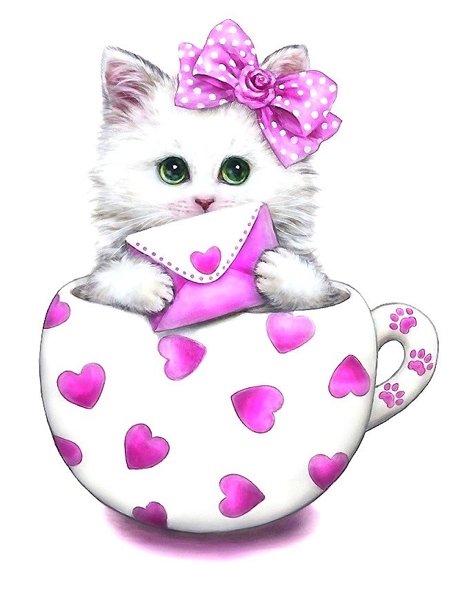 котёнок любовь - чашка, котенок - оригинал