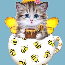 Оригинал схемы вышивки «котёнок пчела» (№1993530)