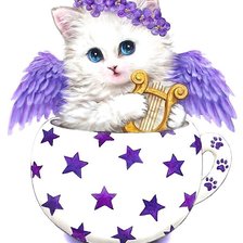 Оригинал схемы вышивки «котёнок ангел» (№1993533)