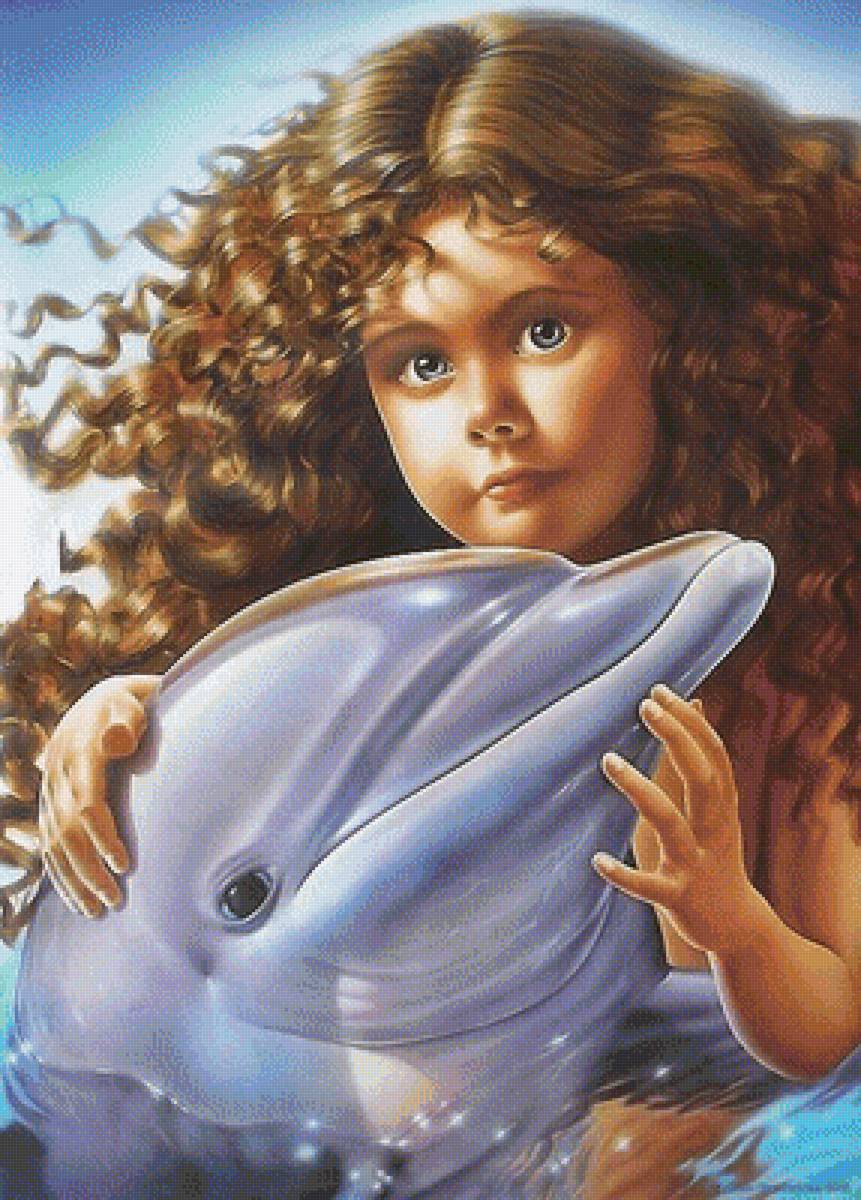 Девочка с дельфином - дельфин, девочка - предпросмотр