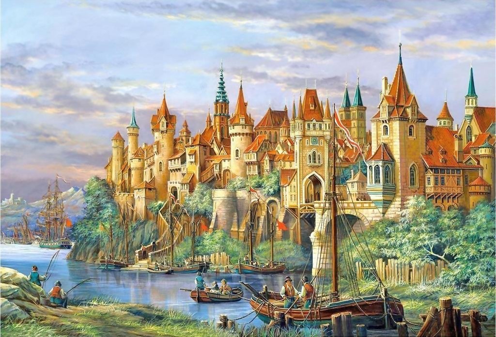 №1993987 - замки, пейзаж, картина - оригинал